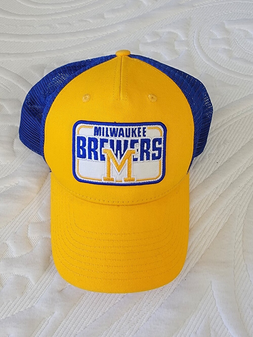 Milwaukee Brewers Patch Mesh Snapback Hat Cooperstown Collection Adjustable